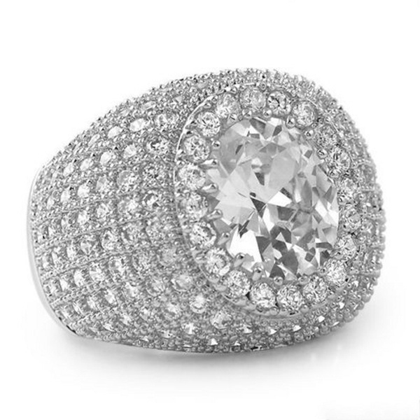 Men's 10K Yellow Gold Diamond 3D Iced Cluster Pinky Ring 5.83 CT 14MM -  Walmart.com