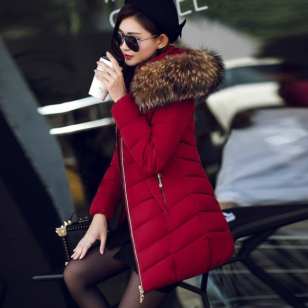 Winter Women Jacket Fashion Long Thick Warm Down Cotton Jacket Women High Quality fake Fur Collar Slim Coat Overcoat Parka