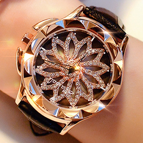 Women Rhinestone Watches Lady Rotation Dress Watch Brand Real