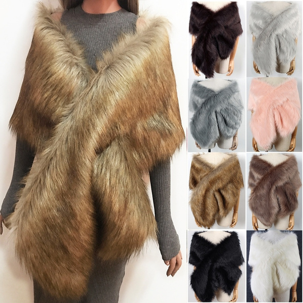 Fashionable Lady Oversize Collar Shawl Winter Faux Fur Scarf Scarf Warm Wrap New
