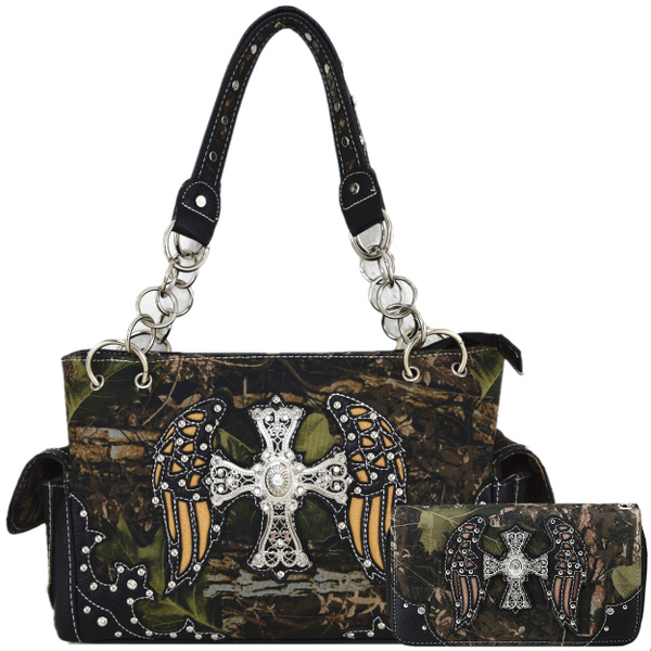 Moon Shine Camouflage Handbag & Wallet Combo Outshine Fleur De Lis -  Verahandbag