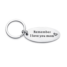 Remember I Love You Mom Family Jewelry Stainless Steel Lettering Pendant Charm Keychain Key Rings Thanks Giving Day Christmas Gifts