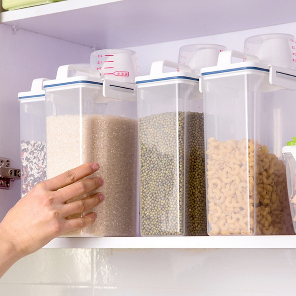 Rice storage and dispenser  Glass food storage containers, Glass food  storage, Cereal containers