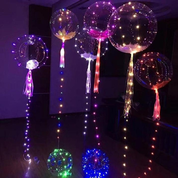 Décors ballons transparents lumineux LED - installation ballons