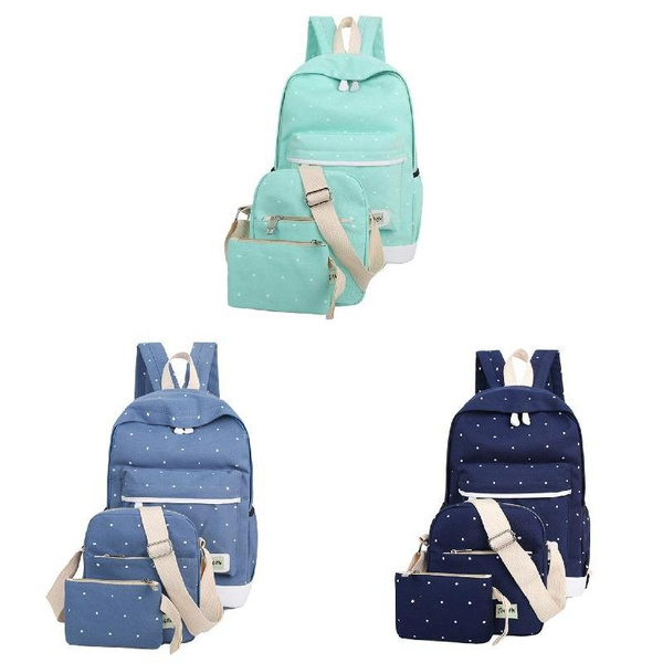 3-in-1 Canvas Backpack Set For Girls - School Bookbag, Laptop Daypack & Shoulder Bag Combo, Durable & Cute
