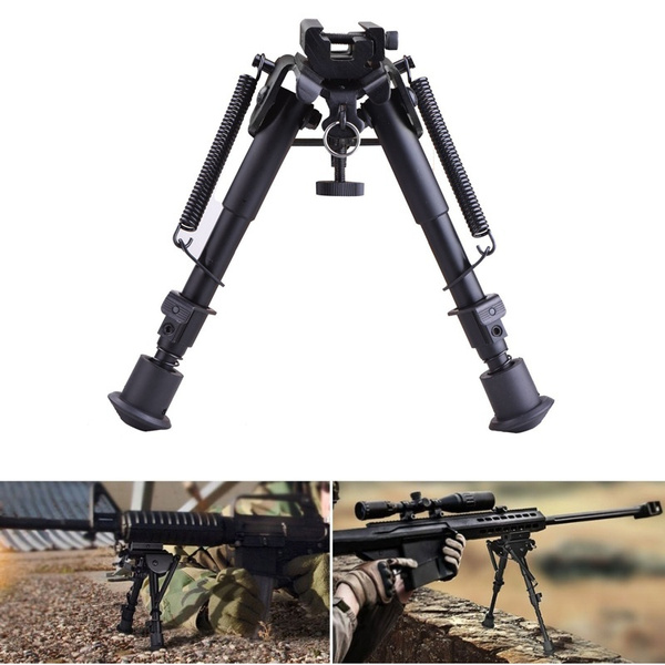 6-9 Inches Tactical Rifle Bipod Adjustable Spring Return with Adapter 