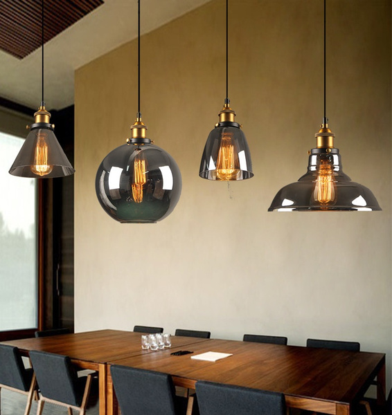 Vintage Industrial Loft Hanging Pendant Light Fixture Glass Ceiling Lamp Shade 