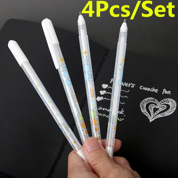 Colored Pens Bulk 6-Pack,Cute Noble Gold Line Penholder Pens,Colorful Pen  Gel Pens,Waterproof Color Micro-Pen,White and Simple Fashion Style Smooth