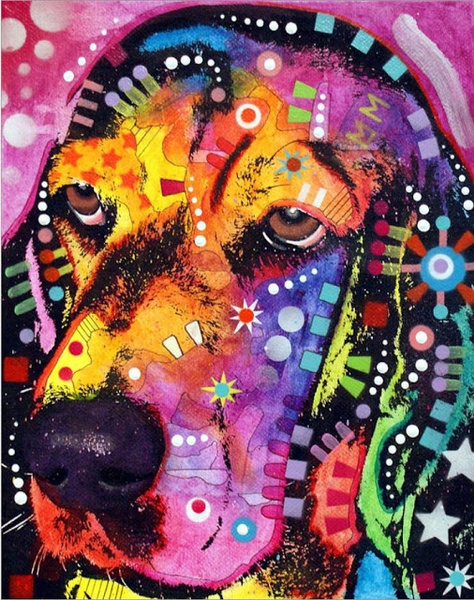 Thoughtful Bassett Hound Dog 5d Colorful Diamond Painting Cross Stitch 