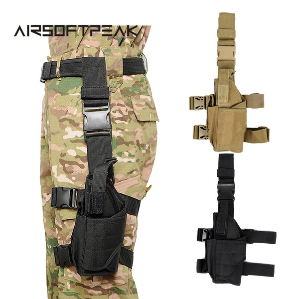 Tactical Military Airsoft Pistol Gun Drop Left Right Leg Thigh Holster Pouch Bag 