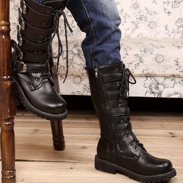 mens combat boots with buckles