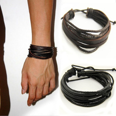 Leisure Fashion Men's Hand-woven Leather Bracelet Multilayer 