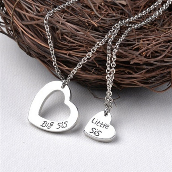 2017 New Sister Necklace Matching Little Sister Big Sister Necklace Gift Color Silver