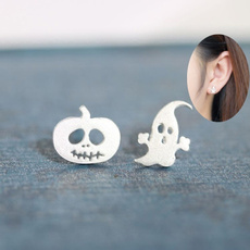 1 Pair Sterling Silver Earrings Pumpkin Creative Personality Cute Earrings for Halloween