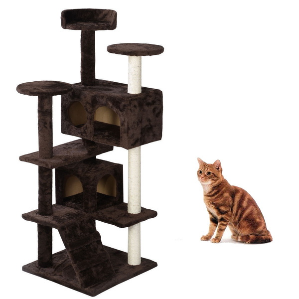 36"/52'' Cat Tree Scratcher Play House Condo Kitty Furniture Tower Bed Pet House 