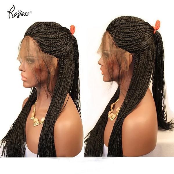 Braids Twisted Micro Braids Lace Front Wig with Baby Hair Heat