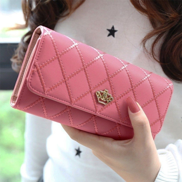 Fashion Quilted Long Wallet Women Zipper Around Clutch Coin - Temu