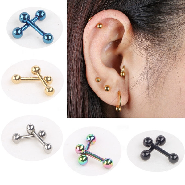 1Pcs Punk Fashion Gold Black Color Stainless Nail Screw Stud Earring for  Women & Men Helix Ear Piercings Fashion Jewelry F3903 - AliExpress