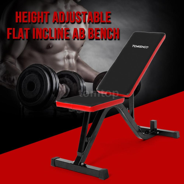 TOMSHOO Adjustable AB Flat Incline Bench Abdominal Sit Up Board