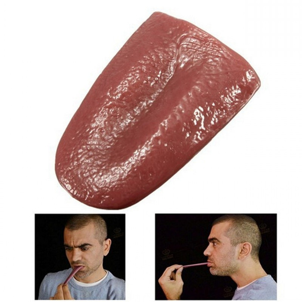 Tongue Trick Prank Magic Horrible Tongue Fake Tounge Realistic Elasticity Toys 