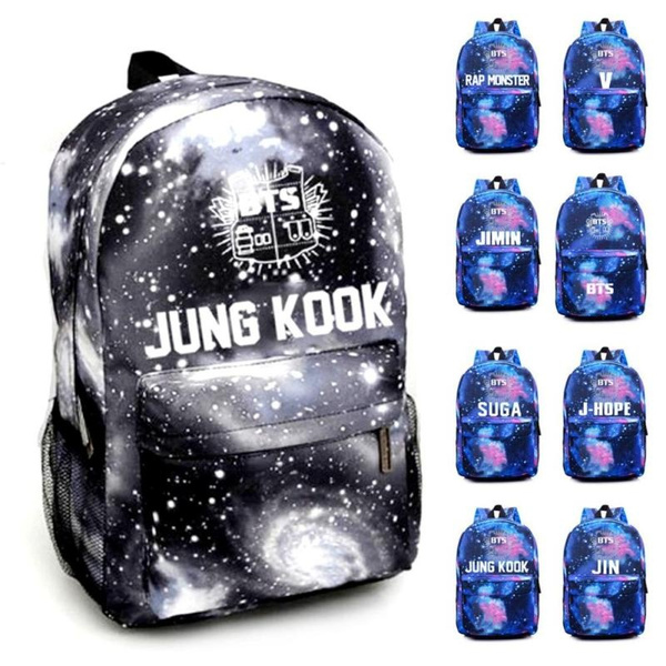 Jefs 1pc Shoulder Bag V Jung Kook Jimin Suga Kpop Bts Starry Sky Creative Backpack Schoolbag Rucksack Canvas Galaxy Stars Printing Storage Bag For Young Boys Girls Backpack Wish