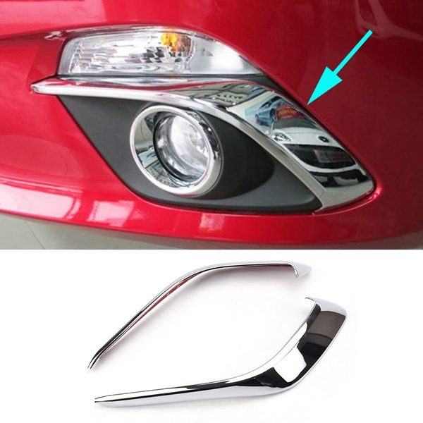 For Mazda 3 BM Axela 2014 2015 2016 Chrome Front Fog Light Lamp Cover Trim  Foglight Garnish Strip Bumper Eyebrow Eyelid Molding