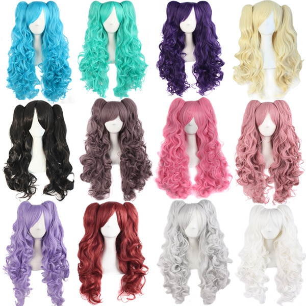 Perruque Cosplay Lolita Style Anime - Longue, Bouclée, Noir Dégradé Rose | Matière Fibre Haute Température | Neuf Avec étiquettes