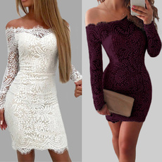 Mini, Lace, Cocktail, Long Sleeve