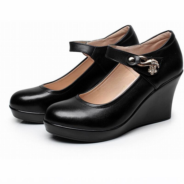 black platform work shoes