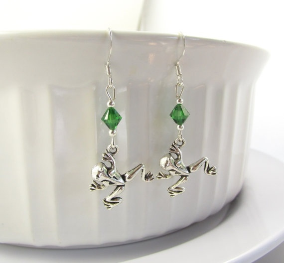 Creative Birthstone Earrings- Frog Jewelry, Frog Gift, Silver Frog ...