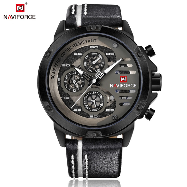 NAVIFORCE orologi sportivi del quarzo di sport del mens di modo di naviforce  esposizione 24 ore uomini casuali dell'orologio dell'orologio del cinturino  di cuoio dell'orologio maschio with Gift Box | Wish
