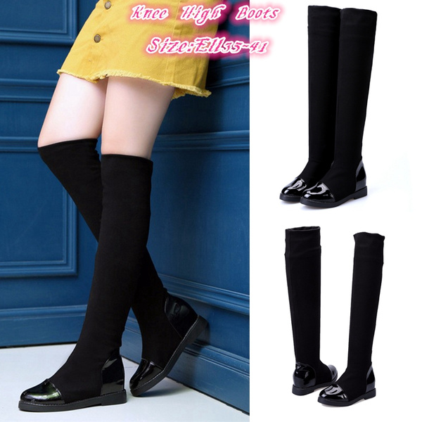 stretch fabric long boots