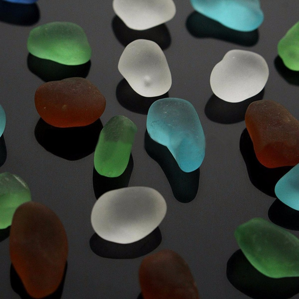 20pcs 10-16mm Sea Beach Glass Mixed Colors Bulk Jewelry Pendant Decoration 
