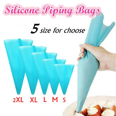 Reusable Silicone Pastry Bag Icing Piping Bags Cream Cake Bake Decorate 5size Can Be Choose(Color:blue)