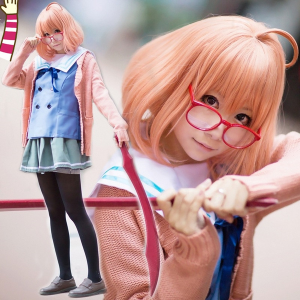 Anime Kyoukai No Kanata Kuriyama Mirai Pink Cosplay Wigs