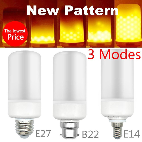 E27 E14 B22 LED Burning Light Flicker Flame Lamp Bulb Fire Effect Decorative DE 