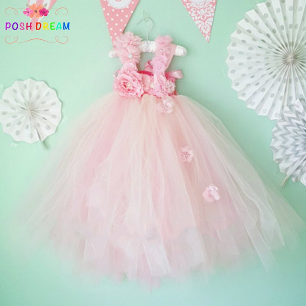 rose pink flower girl dresses