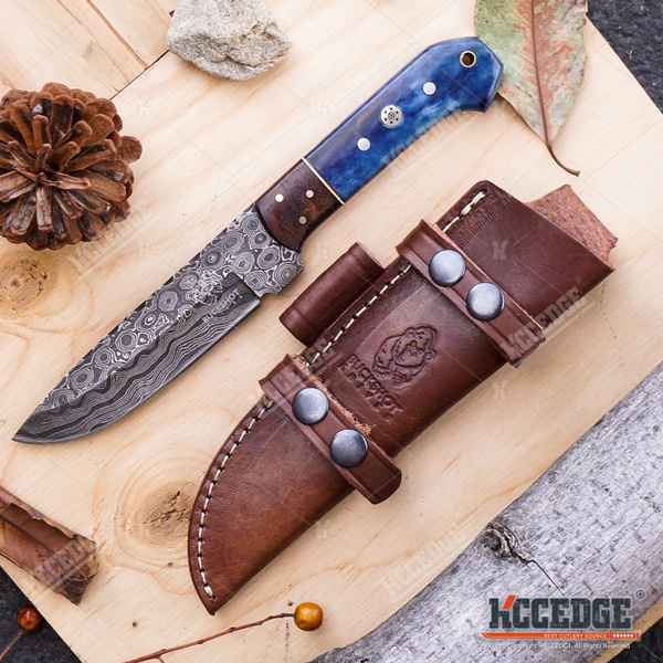 9 Damascus Fixed Blade Hunting Knife, Damascus Fixed Blade Knife