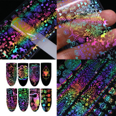 8Pcs/Set Women Beauty Holographic Dreamcatcher Geometric Xmas Decals Transfer Stickers Manicure Decor Nail Foil