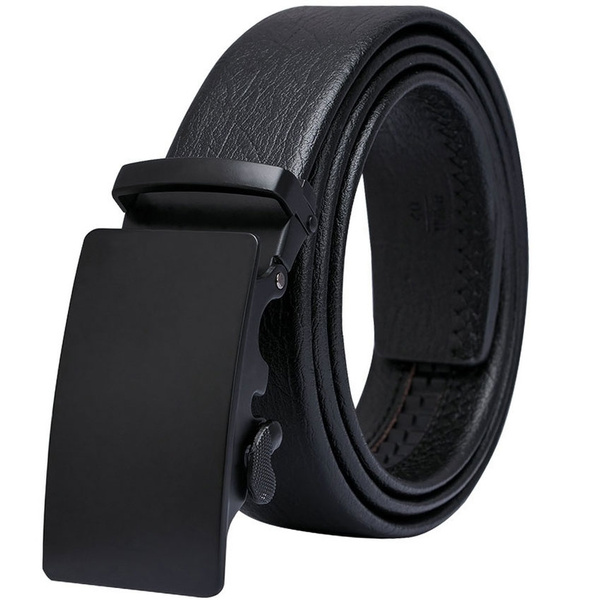 Automatic Mens Buckle Belts Luxury Genuine Leather Black Belts with ...
