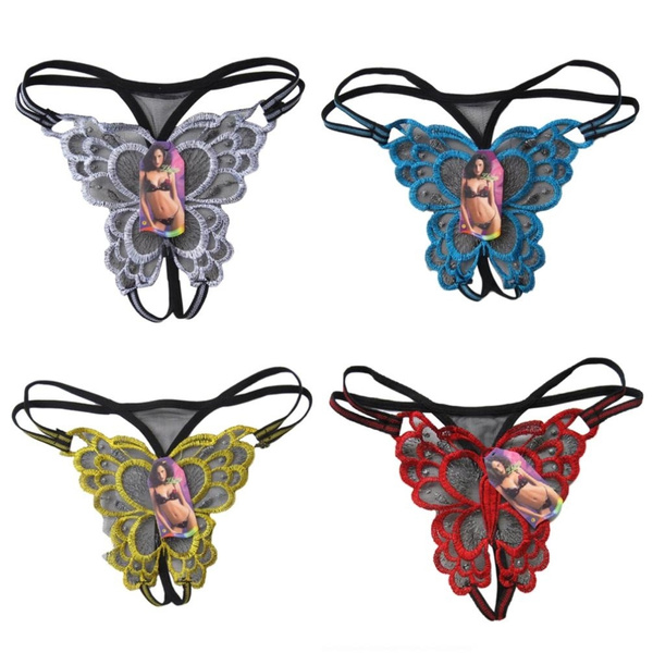 Women's Sexy Butterfly Underwear Panties Crotchless Briefs Thong