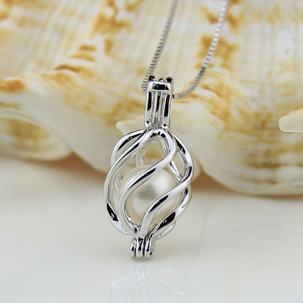 925 Pure Sterling Silver Heart Shaped Pearl Cage Holder