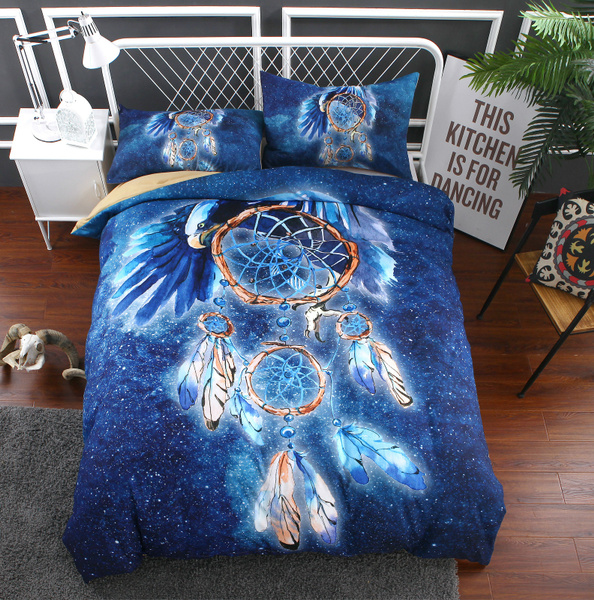  Sophia-Art Indian Handmade Hippie Cotton Ethnic Print Bohemian  Mandala Ombre Duvet Cover Bedding Donna Comforter Cover Throw Blanket with  2 Pillows Shams (Blue Peacock, Full 80 * 82 Inches) : Home & Kitchen