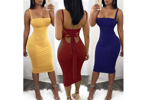 sexy bandage strappy back bodycon dress