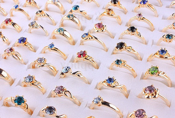 10Pcs Mixed Exquisite Crystal CZ Rhinestone Gold Plated Rings Band Wholesale Lots Bulk Job Resale Fashion Jewelry Party Wedding Xmas Gift