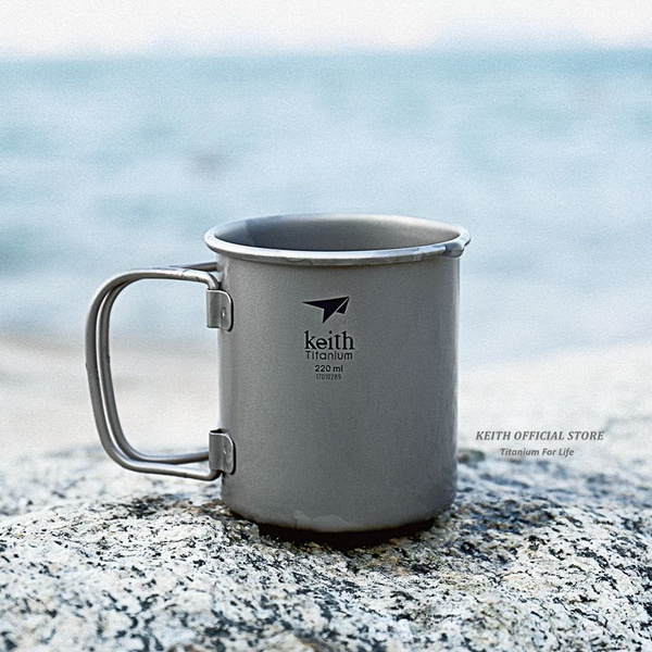 Keith Outdoor Folding Titanium Water Mugs Drinkware Camping Cups No Lid  Ultralight Portable Outdoor Travel Mug 40g 220ml