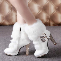 all fur boots white