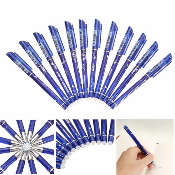 12pcs Slim 0.5mm Magic Erasable Pen Gel Pen Blue Ink Gel Pen Students ...