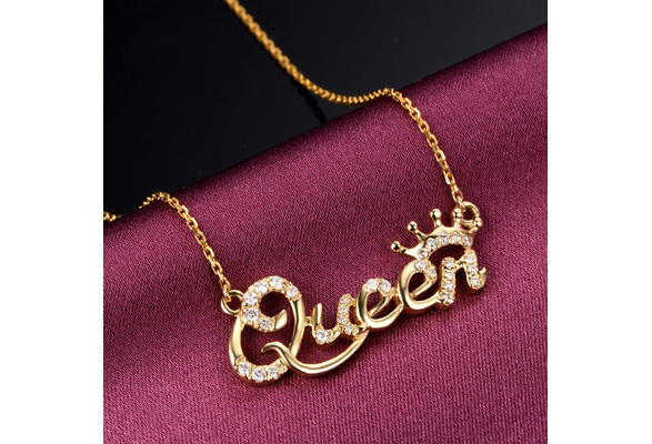 18k Gold Plated Queen Pendant Necklace Queen Jewelry Wish