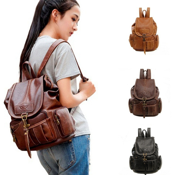 Las mochilas de mujeres mochilas de la vendimia para las bolsas de viaje de la manera de las muchachas de los adolescentes mochila cuero de la PU de la alta